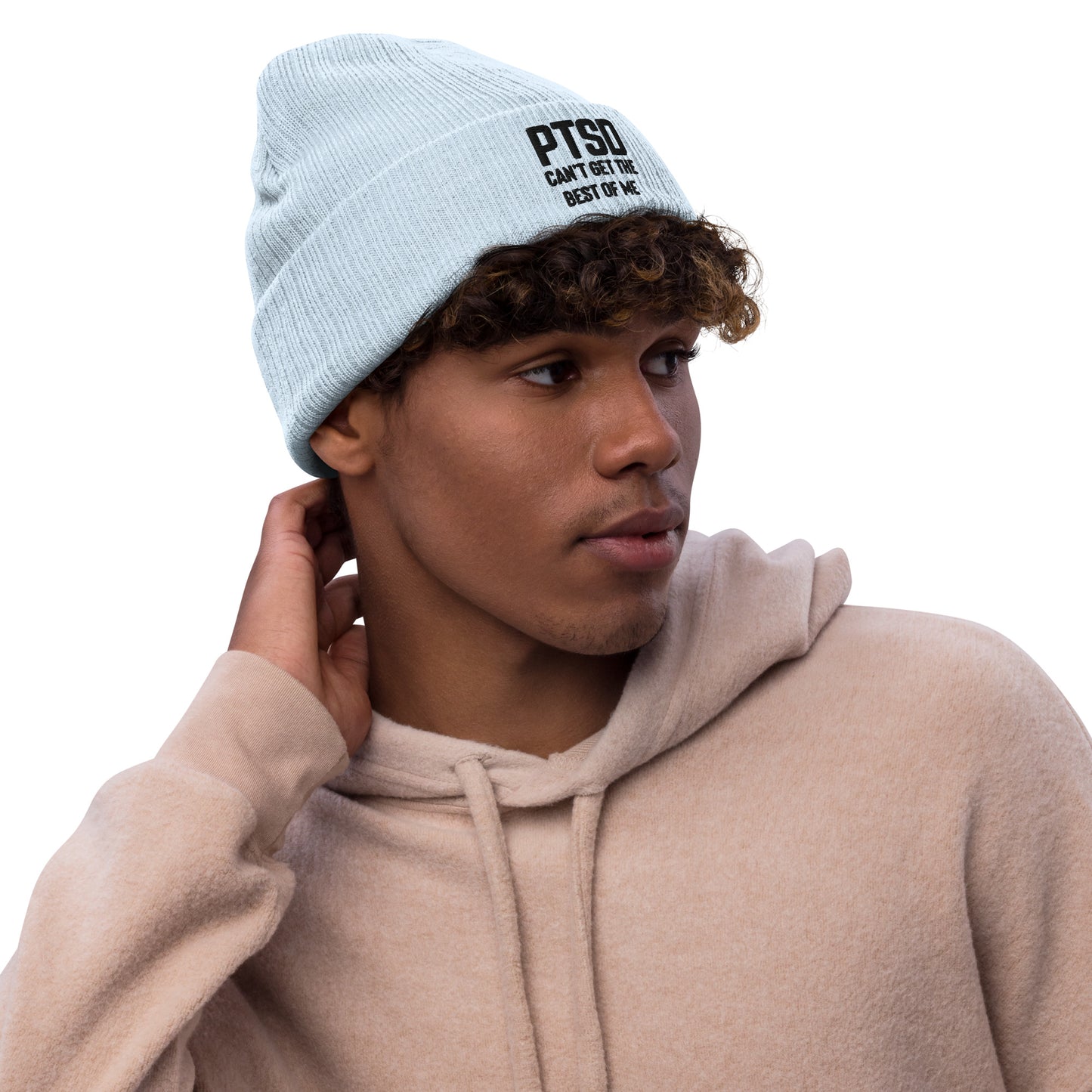 'PTSD' Ribbed knit beanie