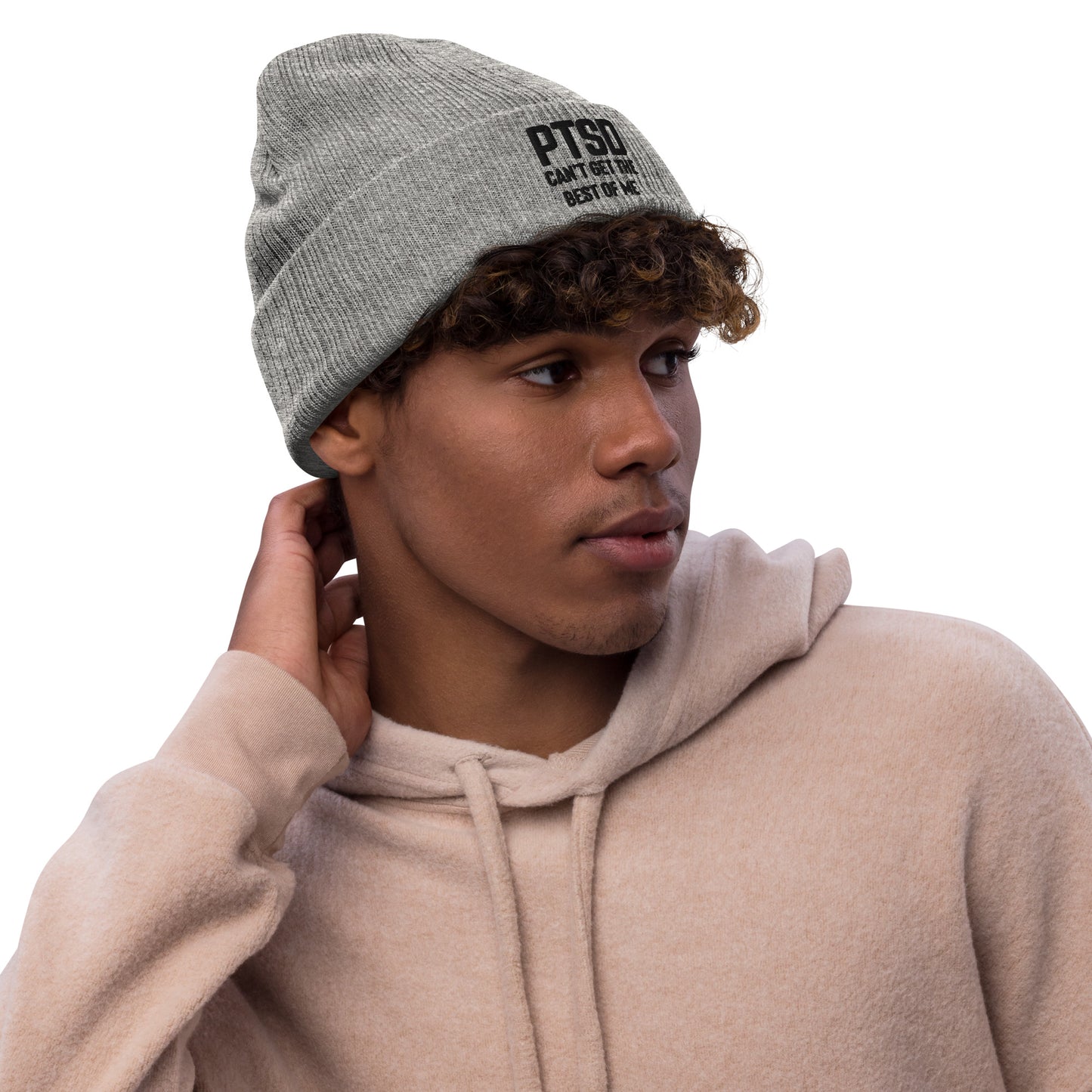 'PTSD' Ribbed knit beanie