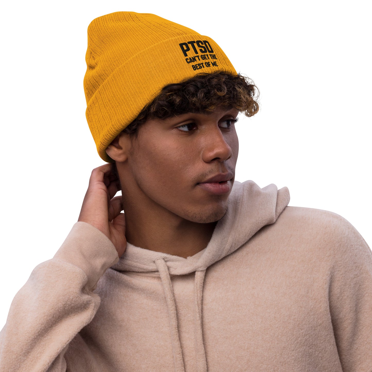 'PTSD' Ribbed knit beanie