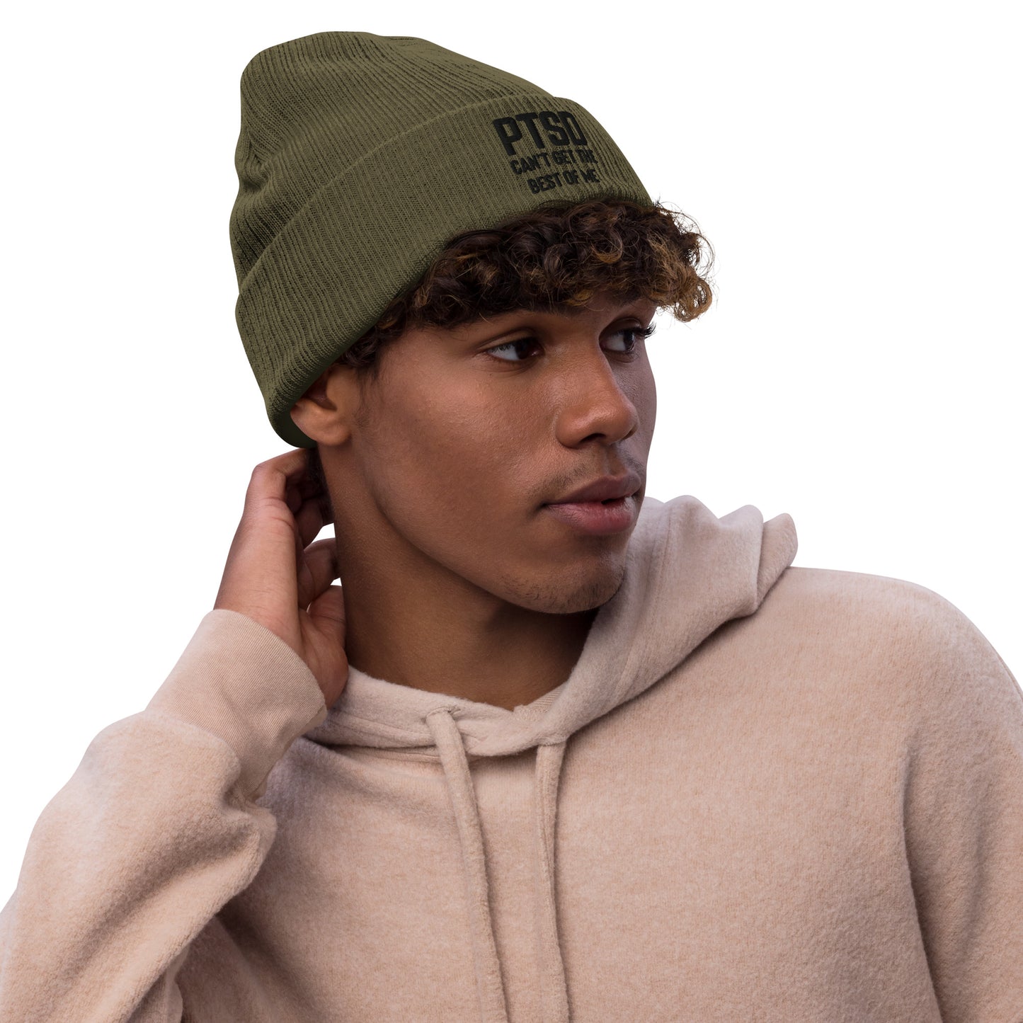 'PTSD' Ribbed knit beanie