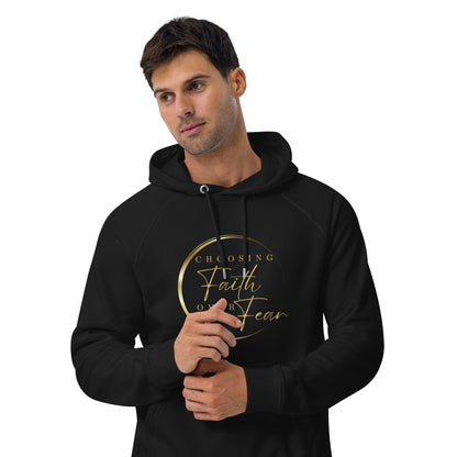 'Choosing Faith Over Fear' Unisex eco raglan hoodie