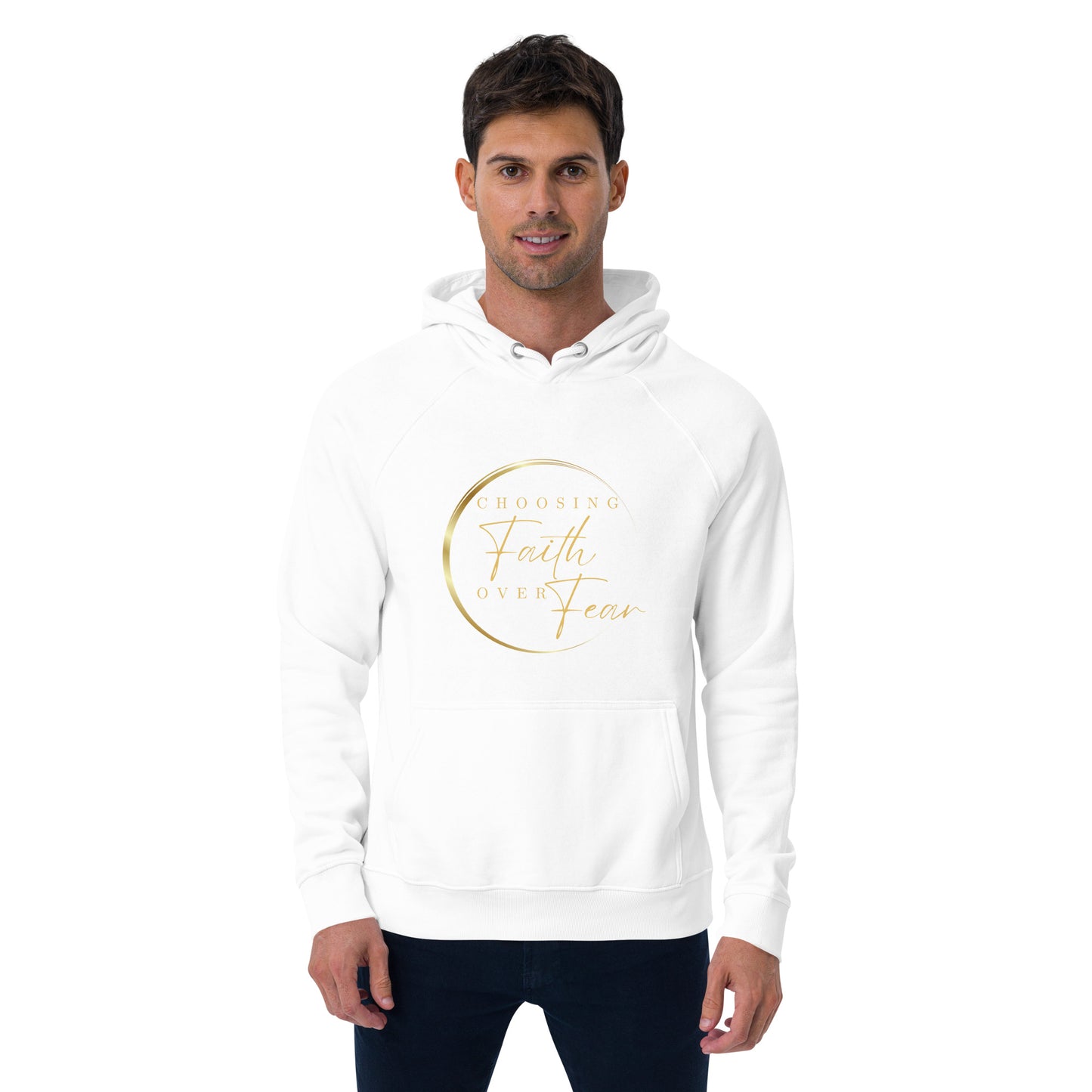 'Choosing Faith Over Fear' Unisex eco raglan hoodie