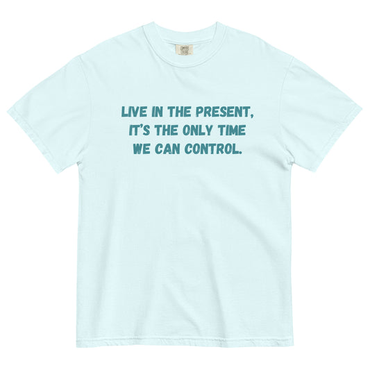 'Live in the Present' Unisex garment-dyed heavyweight t-shirt