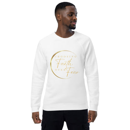 'Choosing Faith Over Fear' Unisex organic raglan sweatshirt